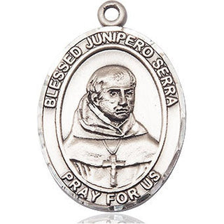 Pewter Saint Junipero Serra Medal Catholic Jewelry Engraved Catholic Saint Jewelry