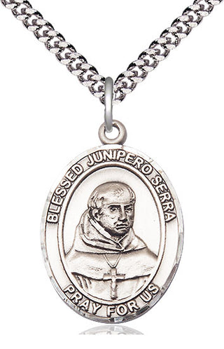 Sterling Silver Saint Junipero Serra Medal Catholic Jewelry Engraved Catholic Saint Jewelry