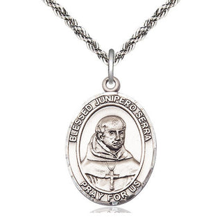 Sterling Silver Saint Junipero Serra Medal Catholic Jewelry Engraved Catholic Saint Jewelry