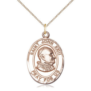 14kt Gold Filled Saint John Xxiii Medal Catholic Jewelry Engraved Catholic Saint Jewelry