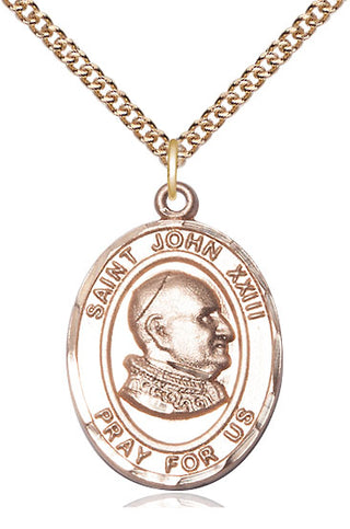 14kt Gold Filled Saint John Xxiii Medal Catholic Jewelry Engraved Catholic Saint Jewelry