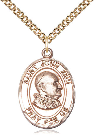 14kt Gold Saint John Xxiii Medal Engraved Catholic Saint Jewelry