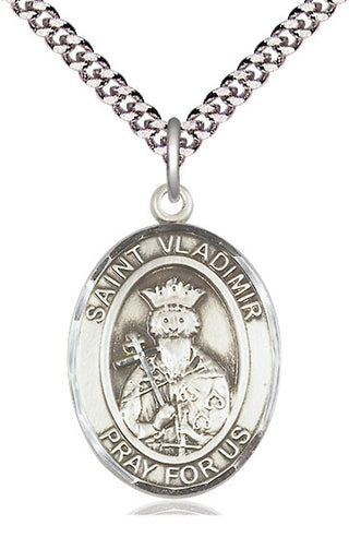 Pewter Saint Vladimir Medal Catholic Jewelry Engraved Catholic Saint Jewelry