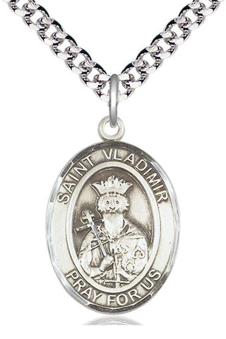 Pewter Saint Vladimir Medal Catholic Jewelry Engraved Catholic Saint Jewelry