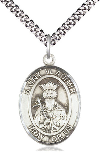Pewter Saint Vladimir Medal Catholic Jewelry Engraved Catholic Saint Jewelry