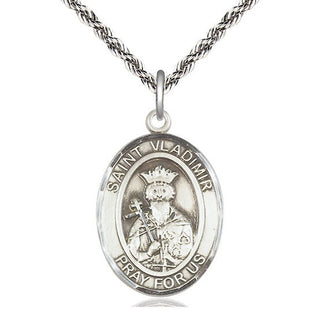 Sterling Silver Saint Vladimir Medal Catholic Jewelry Engraved Catholic Saint Jewelry