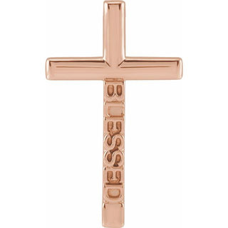 14K Rose Blessed Cross Pendant