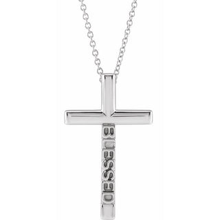 Platinum Blessed Cross 16-18" Necklace