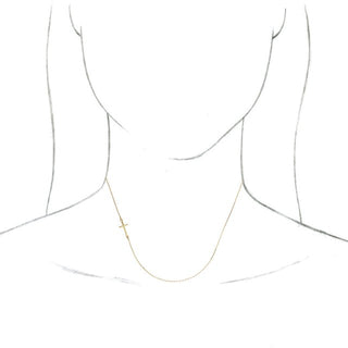 10K Yellow Off-Center Sideways Cross 16" Necklace