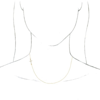 14K Yellow .04 CTW Natural Diamond Off-Center Sideways Cross 16" Necklace  