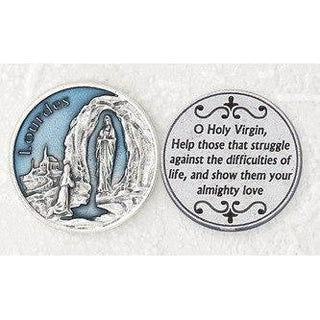 Bulk Light Blue Enameled Lady of Lourdes Token