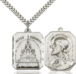 Sterling Silver Alter Society Pendant on an 24-inch Light Rhodium Heavy Curb Chain