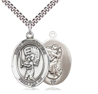 Pewter Saint Christopher Baseball Medal Catholic Jewelry
