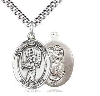 Sterling Silver Saint Christopher Baseball Medal Catholic Jewelry