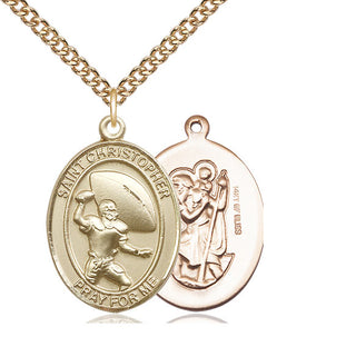 14kt Gold Filled Saint Christpher Football Medal Catholic Jewelry
