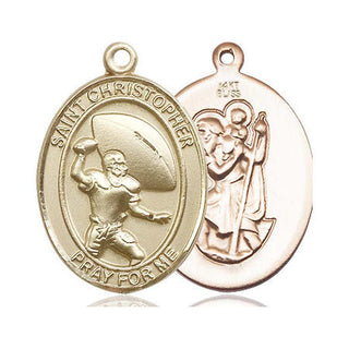 14kt Gold Saint Christopher Football Medal