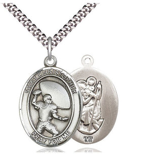 Pewter Saint Christpher Football Medal Catholic Jewelry