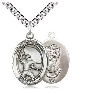 Pewter Saint Christpher Football Medal Catholic Jewelry