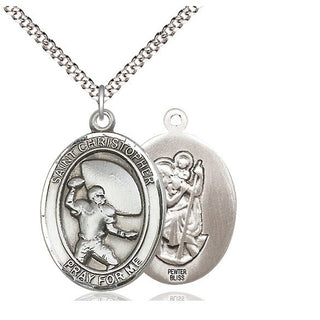 Pewter Saint Christpher Football Medal Catholic Jewelry