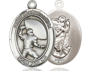 Sterling Silver Saint Christpher Football Medal Catholic Jewelry