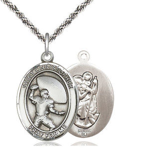 Sterling Silver Saint Christpher Football Medal Catholic Jewelry