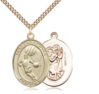 14kt Gold Filled Saint Christopher Basketball Medal Catholic Jewelry