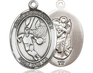 Pewter Saint Christopher Basketball Medal