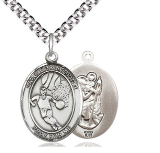 Pewter Saint Christopher Basketball Medal Catholic Jewelry