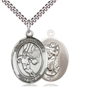Sterling Silver Saint Christopher Basketball Medal Catholic Jewelry