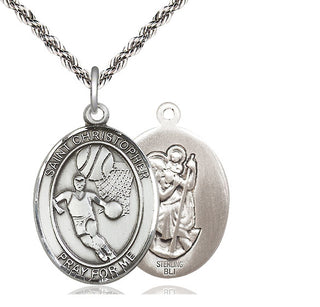 Sterling Silver Saint Christopher Basketball Medal Catholic Jewelry