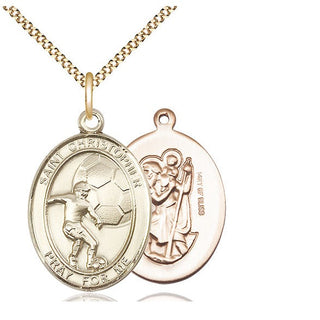 14kt Gold Filled Saint Christopher Soccer Medal Catholic Jewelry