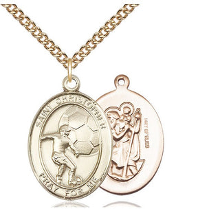 14kt Gold Filled Saint Christopher Soccer Medal Catholic Jewelry
