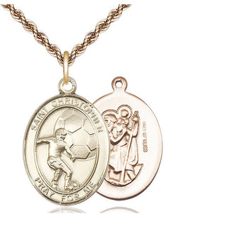14kt Gold Filled Saint Christopher Soccer Medal Catholic Jewelry