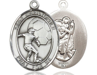 Sterling Silver Saint Christopher Soccer Medal Catholic Jewelry