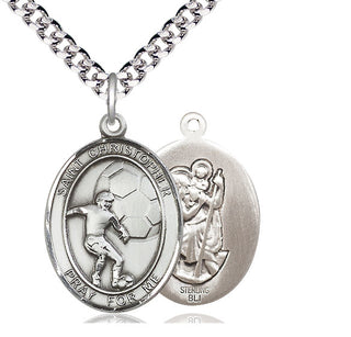 Sterling Silver Saint Christopher Soccer Medal Catholic Jewelry