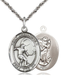 Sterling Silver Saint Christopher Soccer Medal Catholic Jewelry
