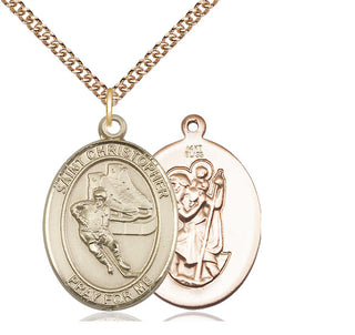 14kt Gold Saint Christopher Hockey Medal