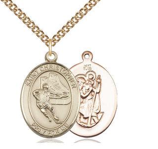 14kt Gold Saint Christopher Hockey Medal