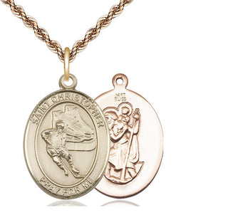 14kt Gold Saint Christopher Hockey Medal