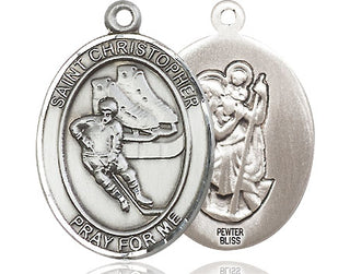 Pewter Saint Christopher Hockey Medal