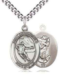 Pewter Saint Christopher Hockey Medal Catholic Jewelry