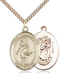 14kt Gold Filled Saint Christopher Tennis Medal Catholic Jewelry