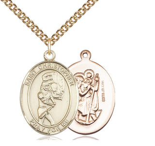 14kt Gold Filled Saint Christopher Softball Medal Catholic Jewelry