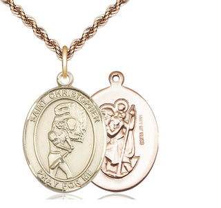 14kt Gold Filled Saint Christopher Softball Medal Catholic Jewelry