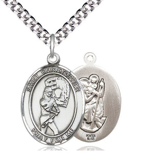 Pewter Saint Christopher Softball Medal Catholic Jewelry