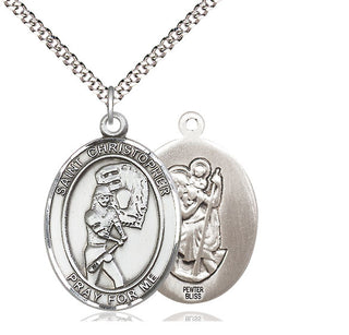 Pewter Saint Christopher Softball Medal Catholic Jewelry