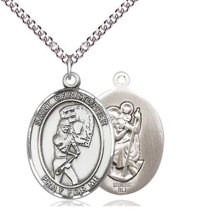 Sterling Silver Saint Christopher Softball Medal Catholic Jewelry