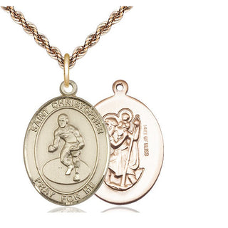 14kt Gold Filled Saint Christopher Wrestling Medal Catholic Jewelry
