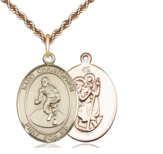 14kt Gold Saint Christopher Wrestling Medal