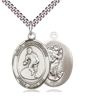 Sterling Silver Saint Christopher Wrestling Medal Catholic Jewelry